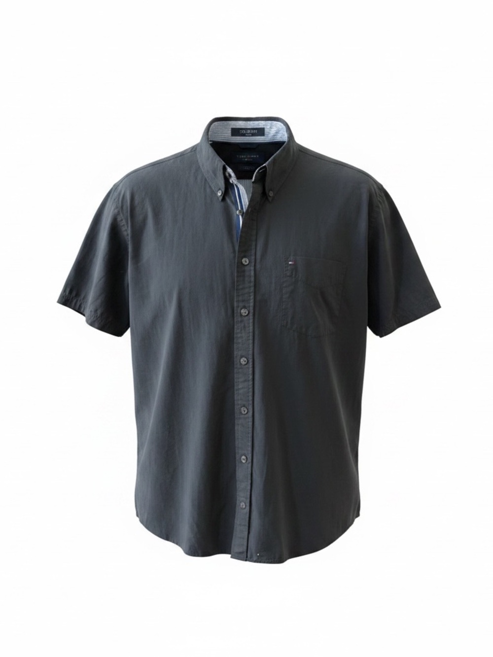 Tommy Hilfiger City Poplin Slim Fit Shirt Men Sz XXL Black Button Down Short